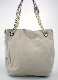 Michael Kors Womens Handbag Vanilla Genuine Leather Chain Tote 