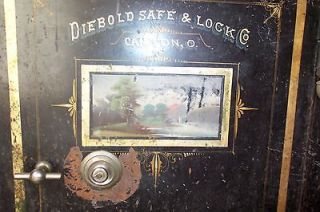 ORIGINAL ANTIQUE DIEBOLD DOUBLE DOOR FLOOR SAFE