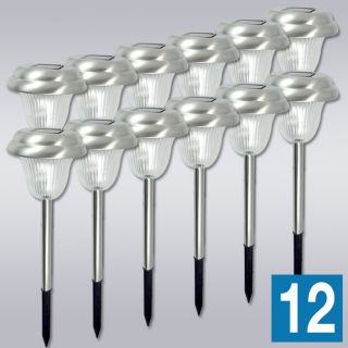 12 x LED Stainless Steel Outdoor Stake Solar Lights Lawn Garden 