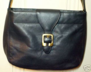 Hillard & Hanson  Compact Roomy  Black Leather Shoulder Bag 