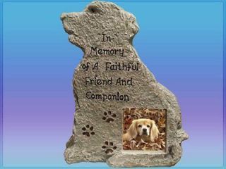 DOG SHAPED HEADSTONE MARKER PET MEMORIAL WITH PICTURE PHOTO FRAME