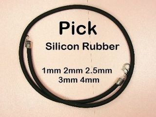 UNISEX Silicon Rubber Cord NECKLACE 1mm / 2mm / 2.5mm / 3mm / 4mm 