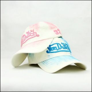 Von Dutch Spray Paint Heavy Washed Caps Hats White/Blue or White/Pink