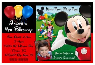 MICKEY MOUSE CLUBHOUSE BIRTHDAY PARTY INVITATIONS W/PIC