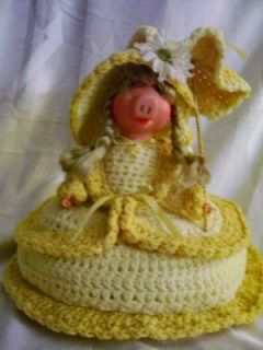 OOAK~12 Muppets~Miss Piggy Doll~Crochet / Knit ~Parasol~Yellow L@@K 