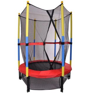 54 Round Kids Mini Trampoline w/ Enclosure Net Pad Rebounder Indoor 