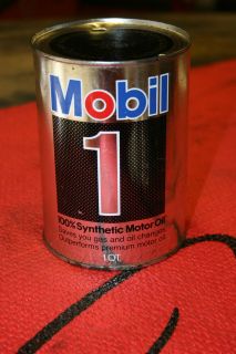 VINTAGE MOBIL 1 SYNTHETIC OIL 1 QT OIL GAS STATION METAL EMPTY
