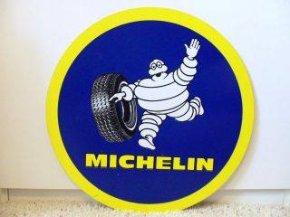 Vintage 70s Michelin Man Tire Sign Round Gas Station Garage Display 