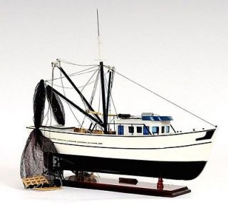 SHRIMP BOAT MODEL CRAFTED BY HAND NEW NOT FROM A KIT ALL WOOD WITH 