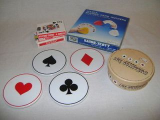   Card Mixed Lot 4 Card Holders 2 Full Decks 1 Punched Drink Coasters