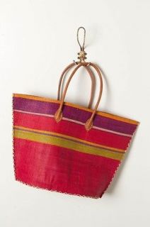 NWT Anthropologie Striped Straw Tote Bag