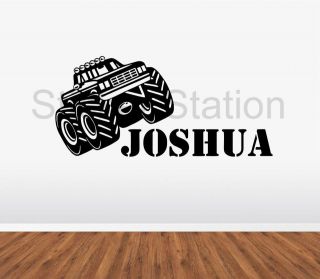 Monster Truck Kids Personalised Any Name Bedroom Wall Art Sticker