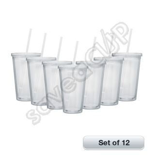 Acrylic Tumblers Insulated Double Wall Cups with Lid and Straw 16oz 
