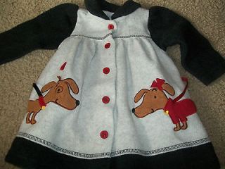   12 months Girls fleece coat jacket sweater dress wiener dog dachshund