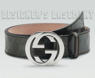   green 100 IMPRIME Interlocking silver GG buckle belt NWT Authentc