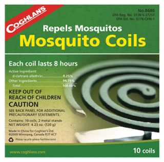 Coghlans Mosquito Coils Mosquito repellant 10 coils 2 stands NEW 