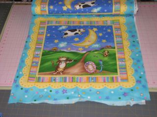   Hey Diddle Diddle Top Bottom Cotton Fabric Cat Moon Cow Plate Spoon