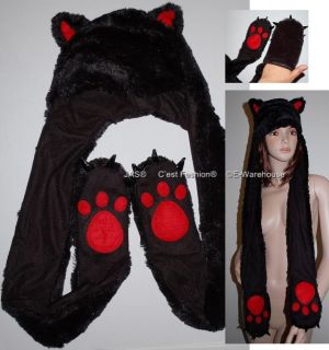 Trooper Ski Costume Faux Fur Kid Animal Hood Hat wt Gloves Claws Wolf 