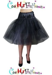 Black Can Can Organza Petticoat Crinoline Tulle Skirt Swing rockabilly 