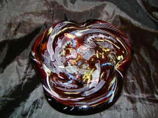Mid Century Venetian Murano Art Glass Bowl Dino Martens Ribbons 
