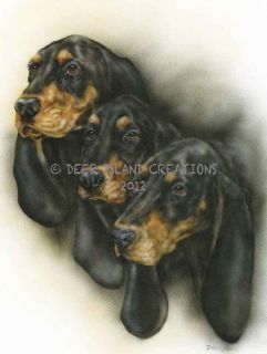 Black and Tan Coon hound Art Note Cards Artist Darcie Olson Darci