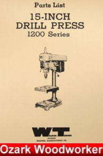WALKER TURNER 1200 15 Drill Press Parts Manual 0742
