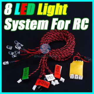 High brightness 8 LED Flashing Light System for RC Helicopter Glider 