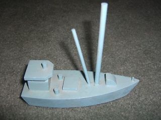 cute little wood wooden toy boat ship navy blue maine fishing hand 