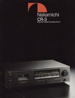Nakamichi CR 3 Original Casse​tte Deck Brochure 1987