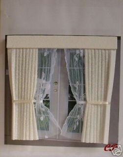 DOLLS HOUSE CURTAINS FRENCH DOOR WITH TIED BACK NETS