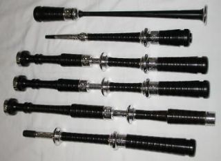 New McCallum African Blackwood AB4 Full Alloy Celtic Bagpipes Sticks 