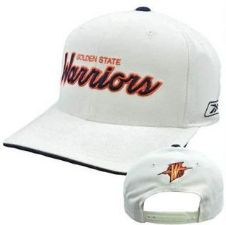   State Warriors Reebok White Blue Vintage Old School Snapback Hat Cap