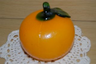 Czech Art Glass Hand Blown Navel Orange Paperweight or Fruit 