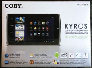 Coby Kyros MID7033 4GB, Wi Fi, 7in   Android Compatible Black Tablet