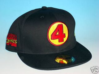   FOUR Human Torch NEW ERA 59Fifty HAT 7 3/4 Custom Fitted Black Marvel