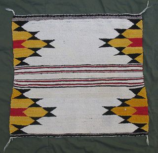   Estate Navajo Saddle Blanket Rug Wool Brown Yellow Red Weaving