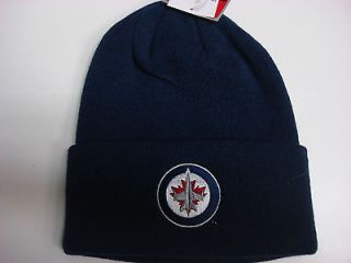   Jets Knit Hat Reebok Beanie Navy Cuffed Winter Stocking Cap NHL