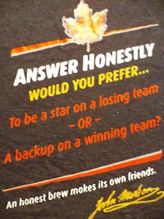 MOLSON CANADIAN BEER ANSWER HONESTLY t shirt sz XL SUPERB CONDITION