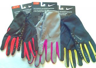 Nwt gloves Nike running women 80315 pink gray black dri fit key pocket 