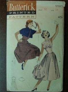 Vintage 1940s Butterick 5583 Sewing Pattern Dress & Short Jacket Size 