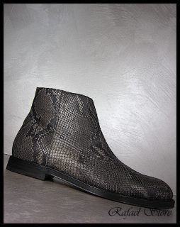 JIMMY CHOO Men Shoes Ankle Boot Anthracite Leather Print Snake Top 