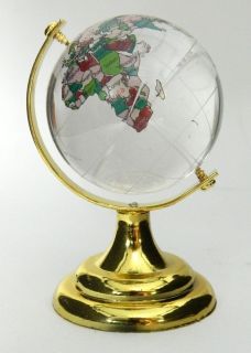 90mm Rotating Crystal Colored Glass Miniature World Globe Earth Globe 