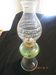 Vintage Antique Glass Oil Lamp & Hurricane with EAGLE burner 18in tall