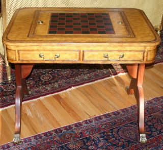 Drexel Heritage Leather Backgammon Table RARE