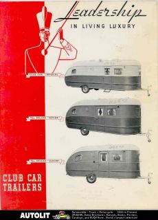 1936 ? Club Car Travel Trailer Brochure Champagne Illinois