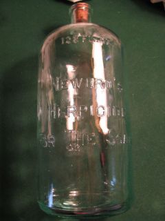 Antique Large Newbros Herpicide Illinois Glass Bottle