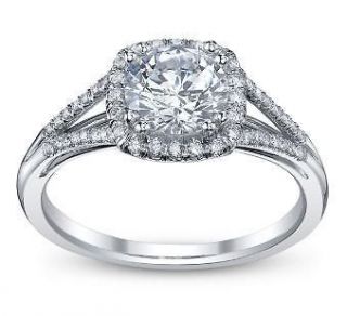   01Ctw Real Diamond White Gold Halo Solitaire Anniversary Ring Band