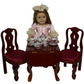 NEW QUEEN ANNE STYLE DROP LEAF TABLE + 2 CHAIRS FOR 18 AMERICAN GIRL 