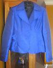 ANNE KLEIN 4 womens suit wool silk royal blue 2 piece jacket and 