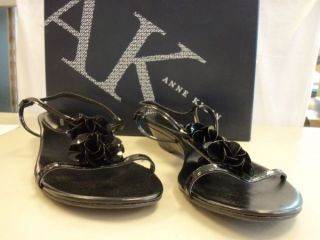 Anne Klein New Womens Zeta Black Wedge Sandals 9 M Shoes